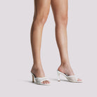 Crochet Mule 85 White Patent - HOUSE OF ATANA