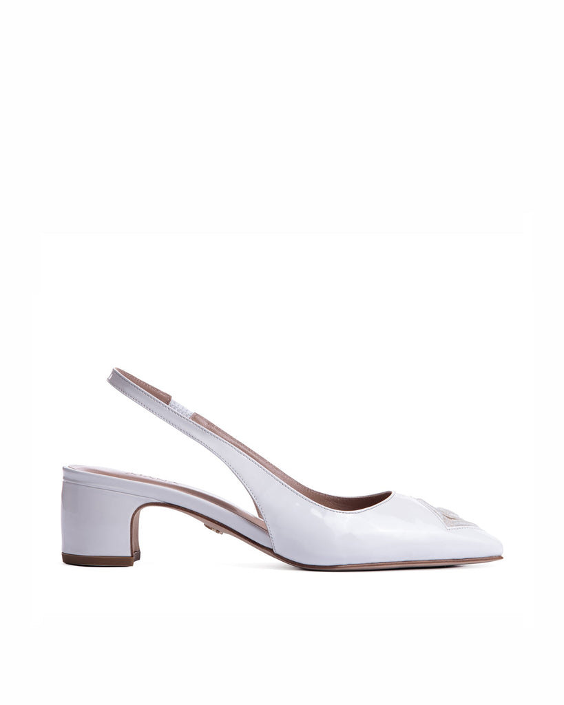 Diamond Slingback 45 White Patent - HOUSE OF ATANA