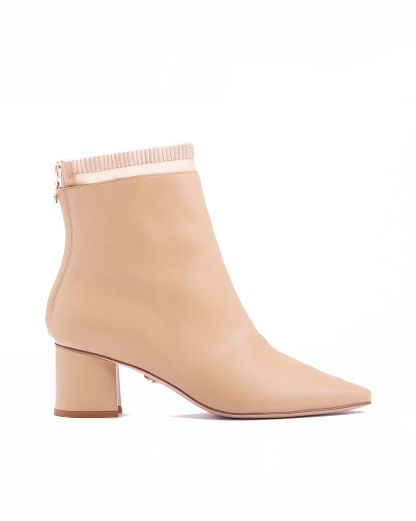 Embroidered Sock Boot 55 Wheat Leather - HOUSE OF ATANA