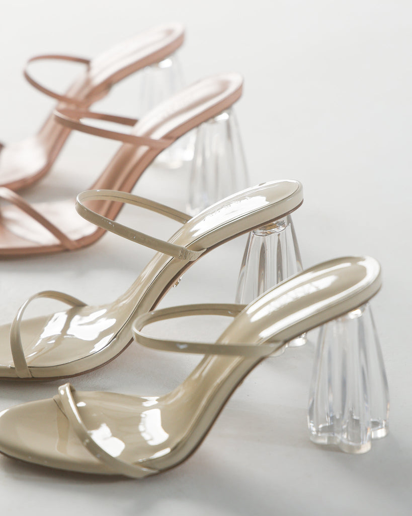 Fiorellini Glass Heel 95 Beige Patent - HOUSE OF ATANA