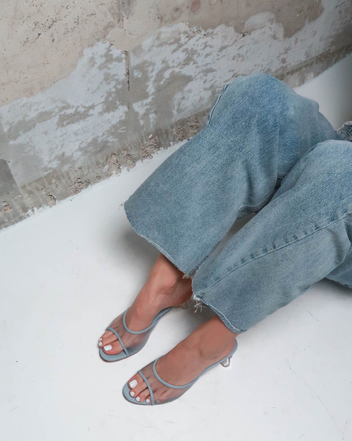 Fiorellini Glass Mule 50 Cielo Blue - HOUSE OF ATANA