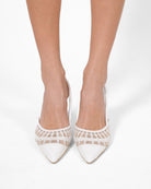 Lace Sling 95 White Patent - HOUSE OF ATANA