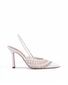 Lace Sling 95 White Patent - HOUSE OF ATANA