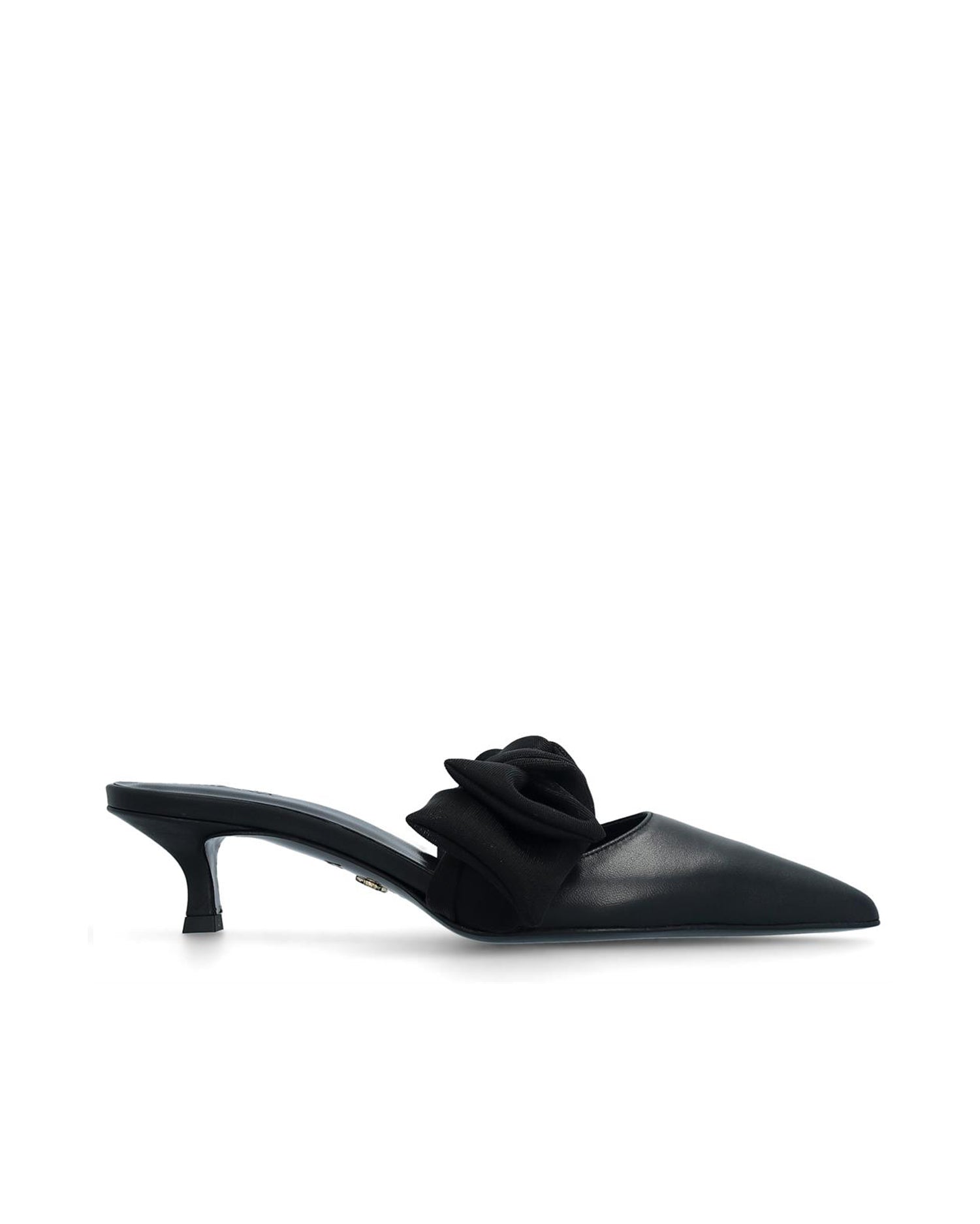 Side Tie Mule 45 Black Nappa and Mesh - HOUSE OF ATANA