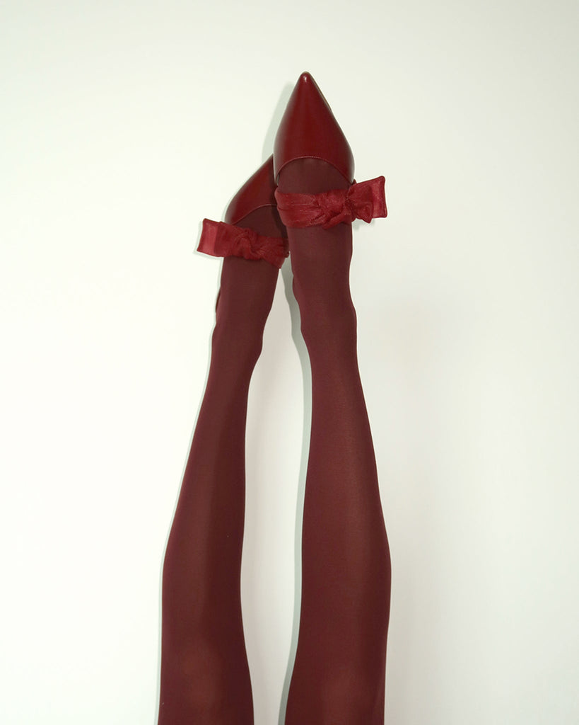 Side Tie Mule 45 Bordeaux Nappa and Mesh - HOUSE OF ATANA