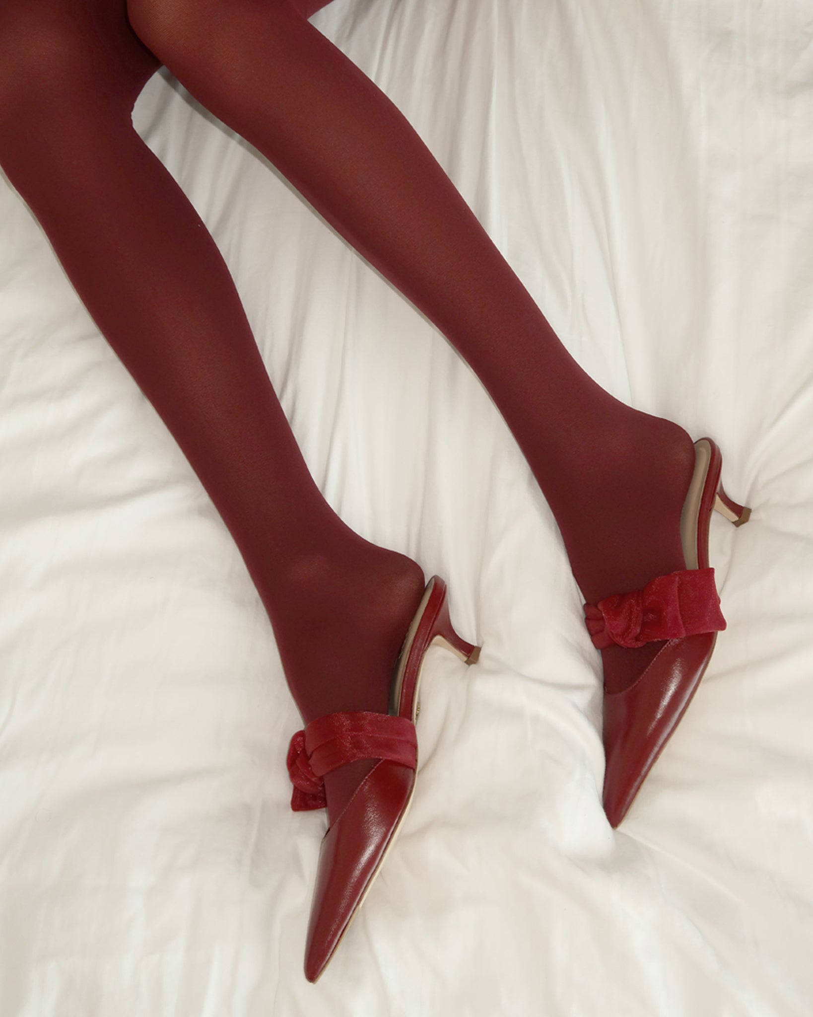 Side Tie Mule 45 Bordeaux Nappa and Mesh - HOUSE OF ATANA