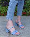 Quilted Diamond Mule 75 Steel Blue