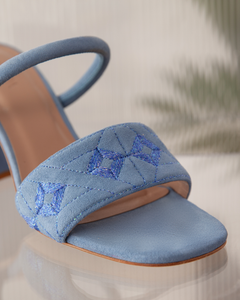 Quilted Diamond Mule 75 Steel Blue