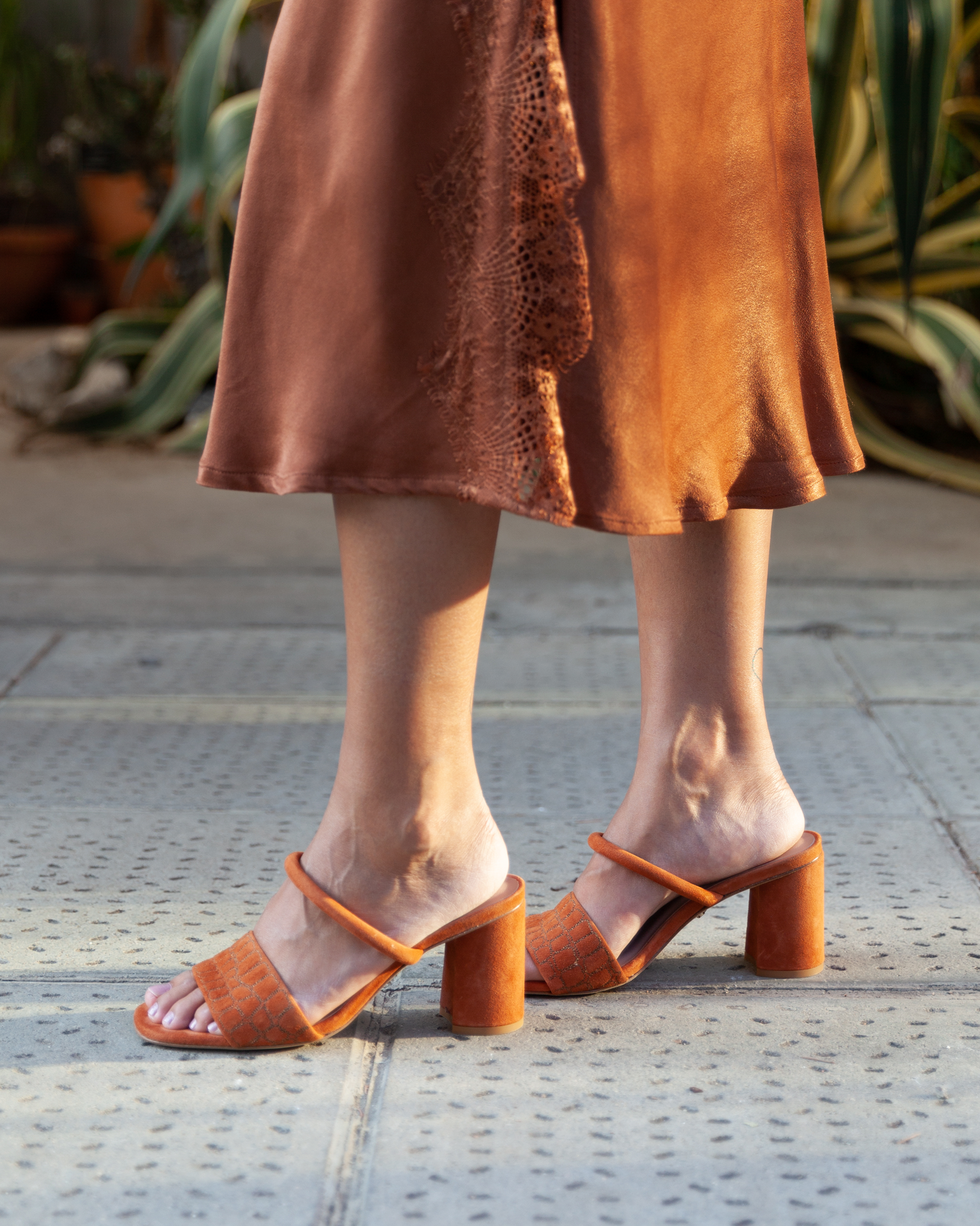 Quilted Croc Mule 75 Sienna Suede