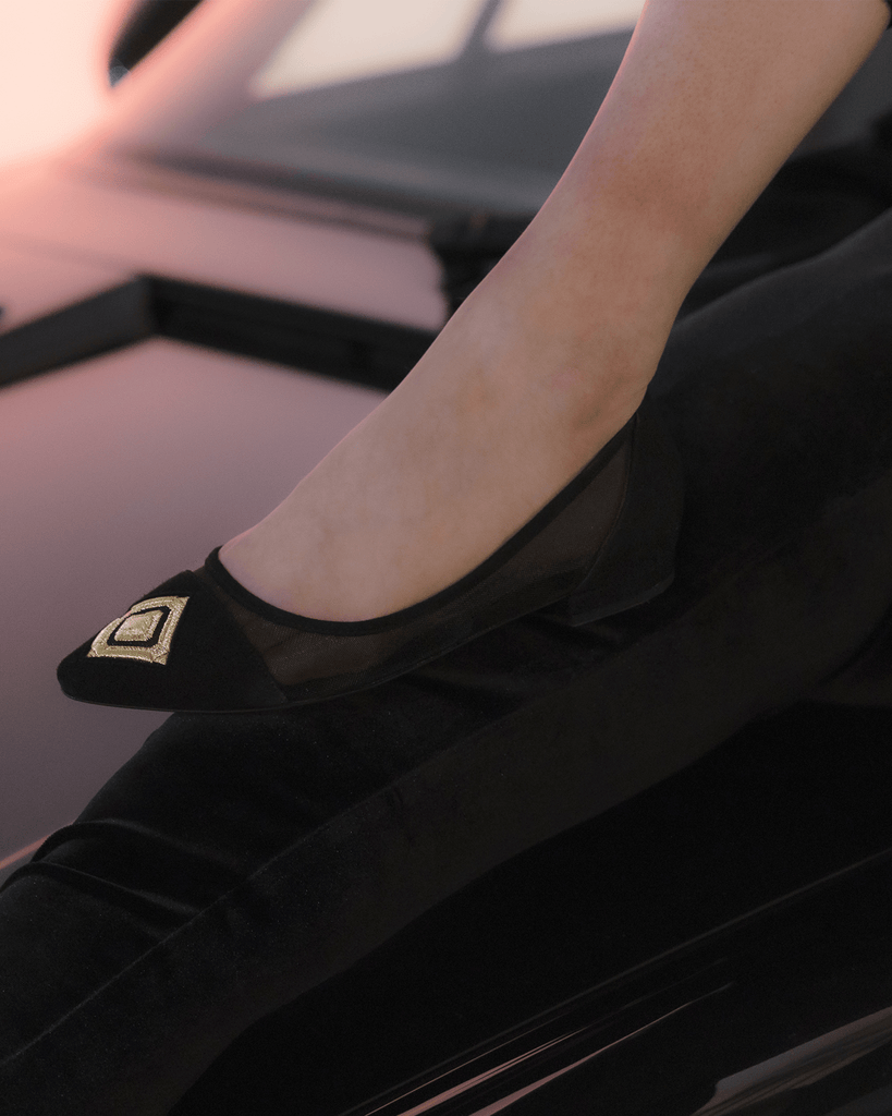 Diamond Ballerina Black Suede - HOUSE OF ATANA