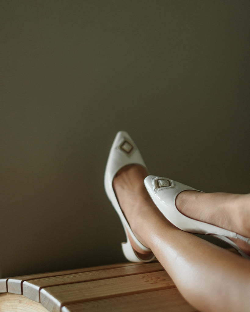 Diamond Slingback 45 White Patent - HOUSE OF ATANA