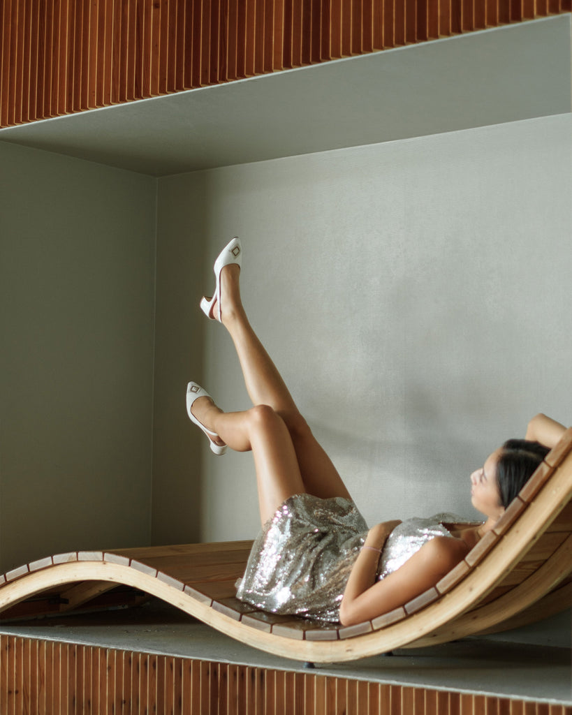 Diamond Slingback 45 White Patent - HOUSE OF ATANA