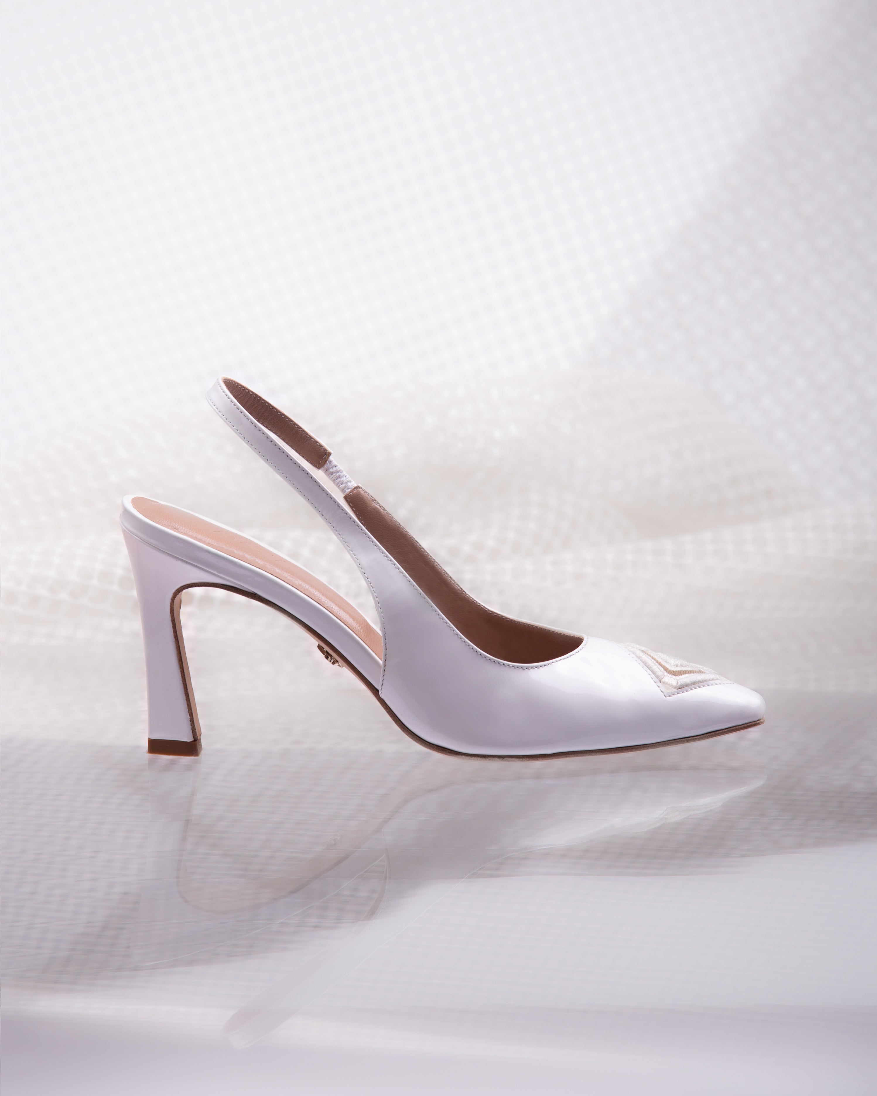 Diamond Slingback 85 White Patent - HOUSE OF ATANA