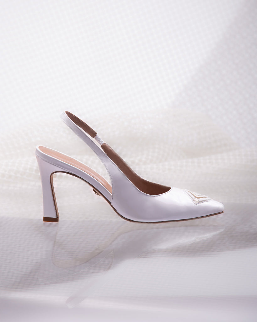Diamond Slingback 85 White Patent - HOUSE OF ATANA