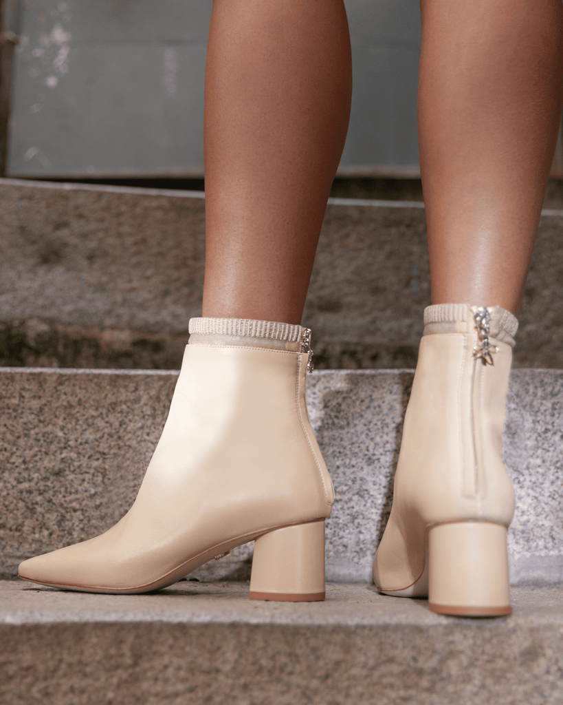 Embroidered Sock Boot 55 Wheat Leather - HOUSE OF ATANA