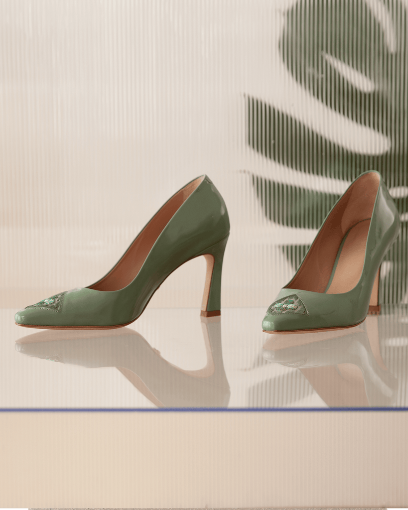 Fiorellini Pump in Semi - Patent Leather 85 Sea Green - HOUSE OF ATANA
