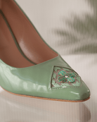 Fiorellini Pump in Semi - Patent Leather 85 Sea Green - HOUSE OF ATANA