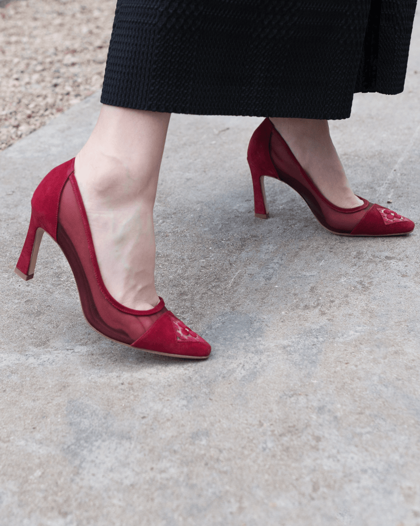 Fiorellini Pump Mesh 85 Dark Red - HOUSE OF ATANA