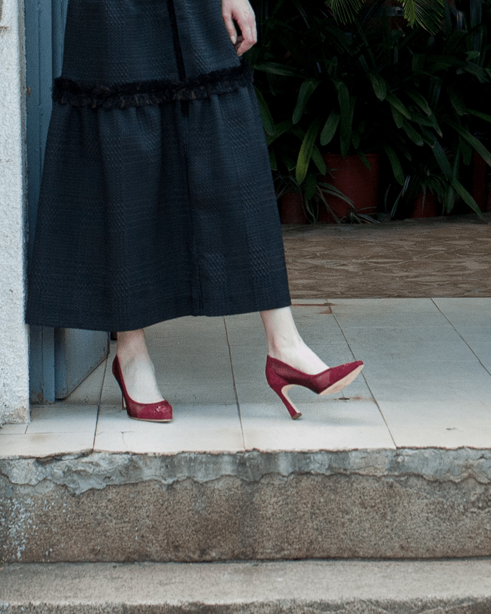 Fiorellini Pump Mesh 85 Dark Red - HOUSE OF ATANA