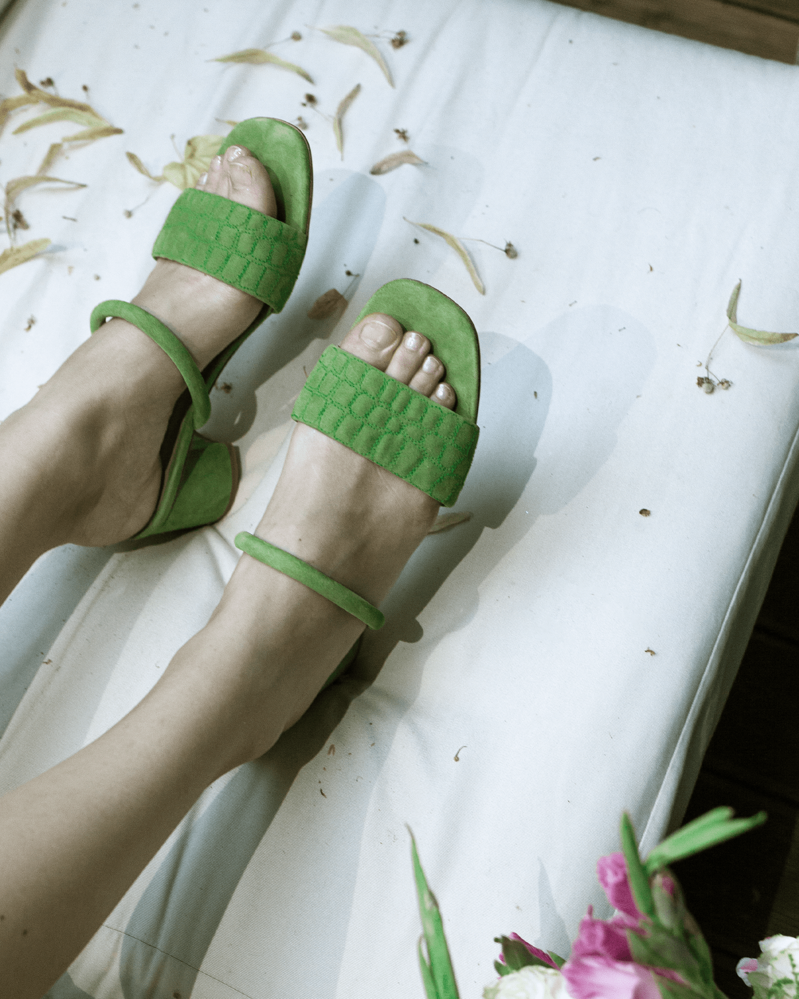 Quilted Croc Mule 55 Green - HOUSE OF ATANA