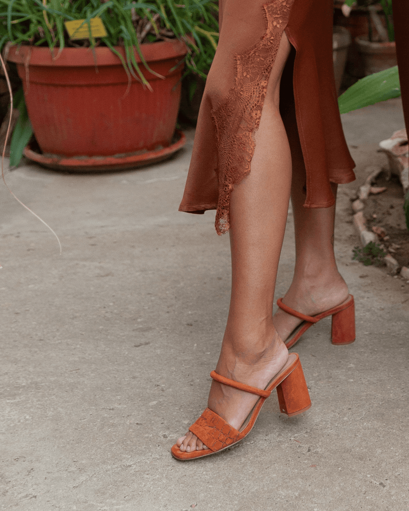 Quilted Croc Mule 75 Sienna Suede - HOUSE OF ATANA