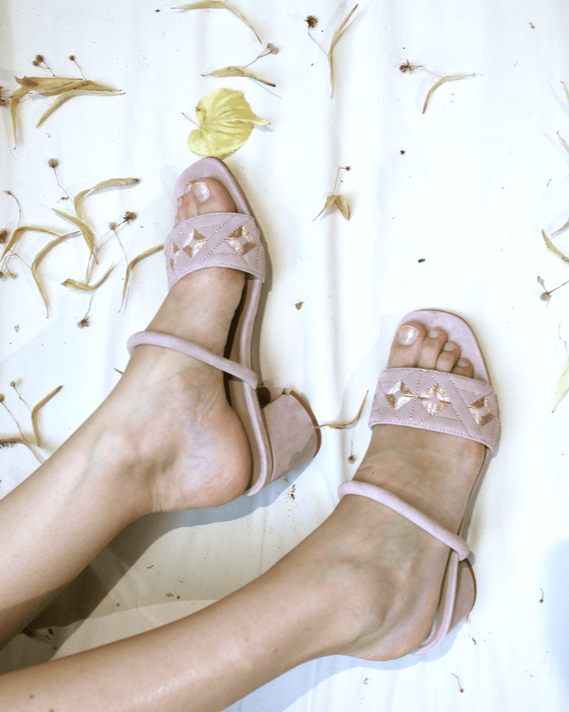 Quilted Diamond Mule 55 Bisque - HOUSE OF ATANA