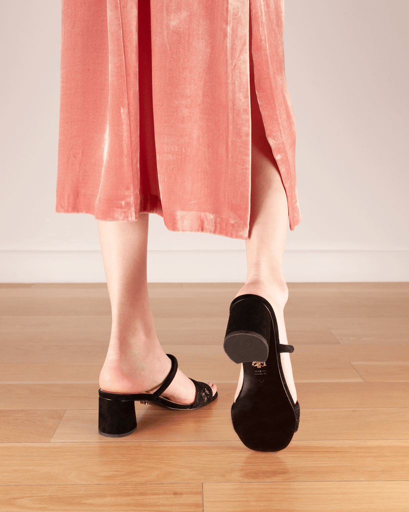 Quilted Diamond Mule 55 Black - HOUSE OF ATANA