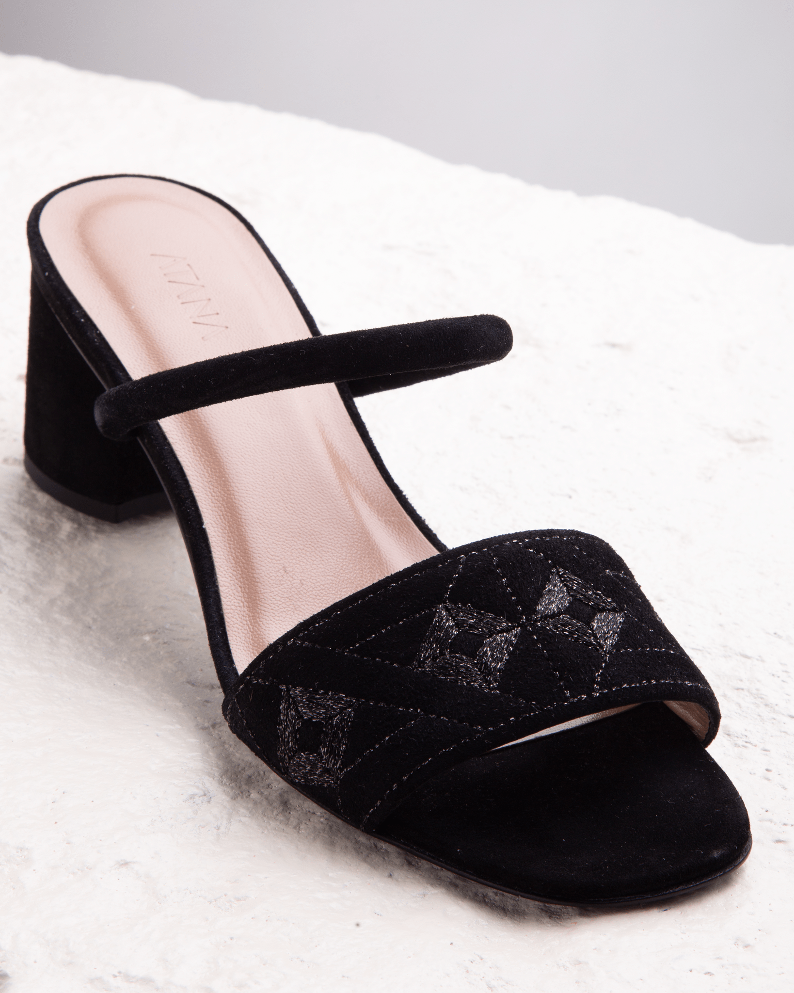 Quilted Diamond Mule 55 Black - HOUSE OF ATANA