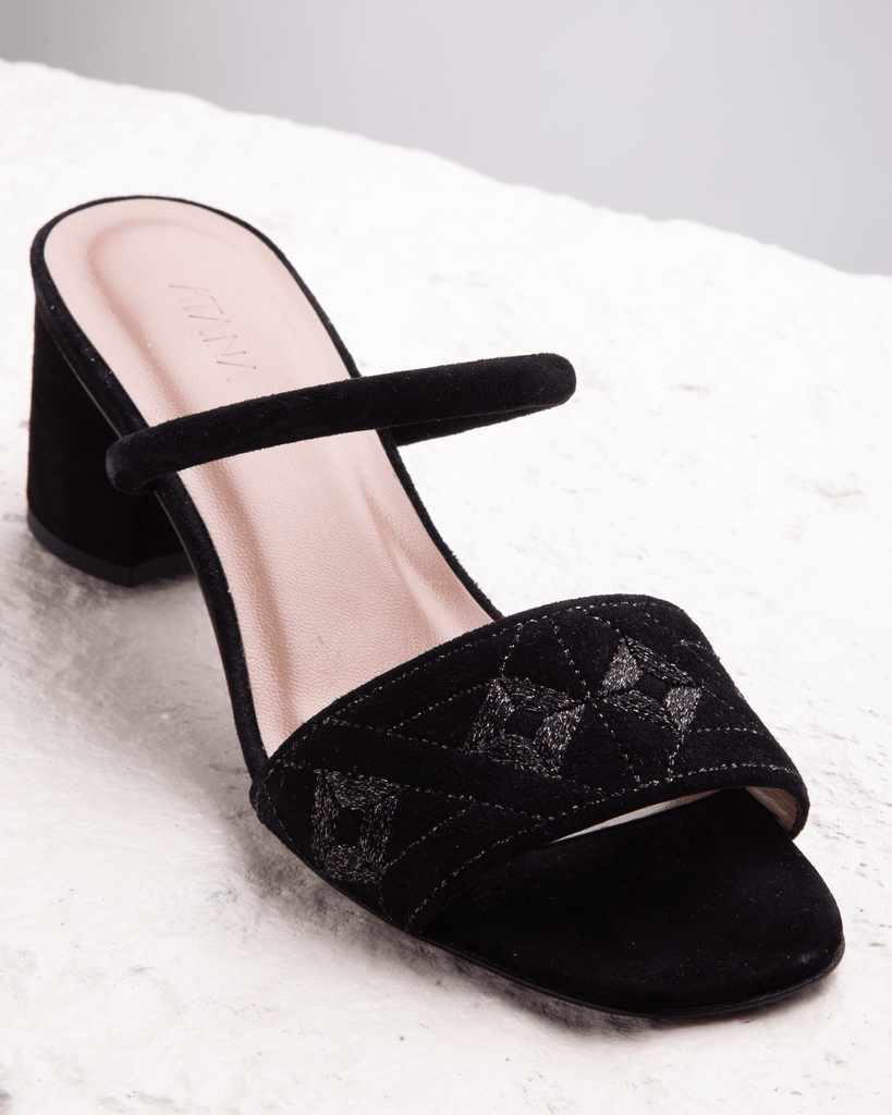 Quilted Diamond Mule 55 Black - HOUSE OF ATANA