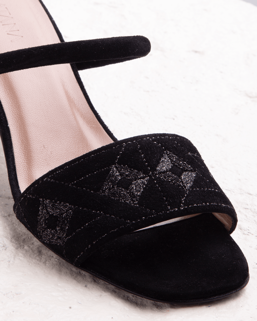Quilted Diamond Mule 55 Black - HOUSE OF ATANA