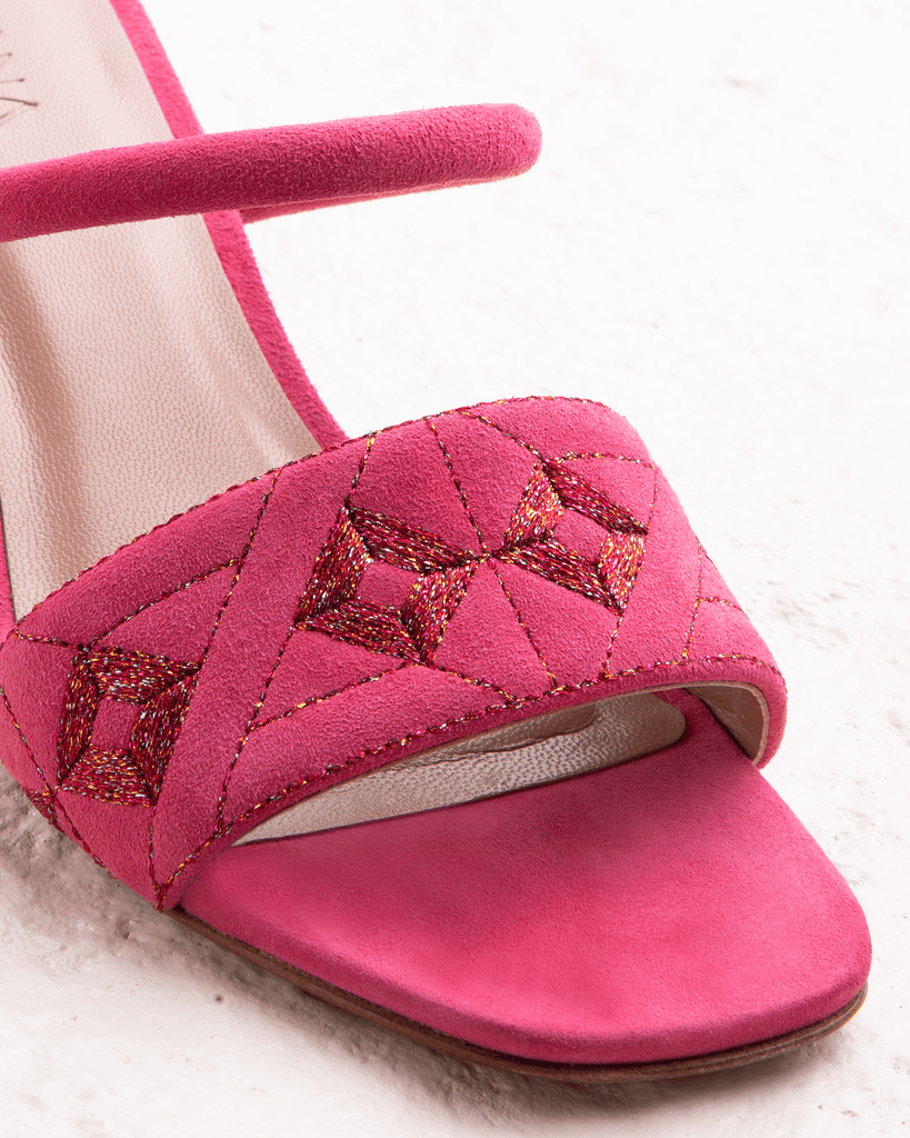 Quilted Diamond Mule 55 Deep Pink - HOUSE OF ATANA
