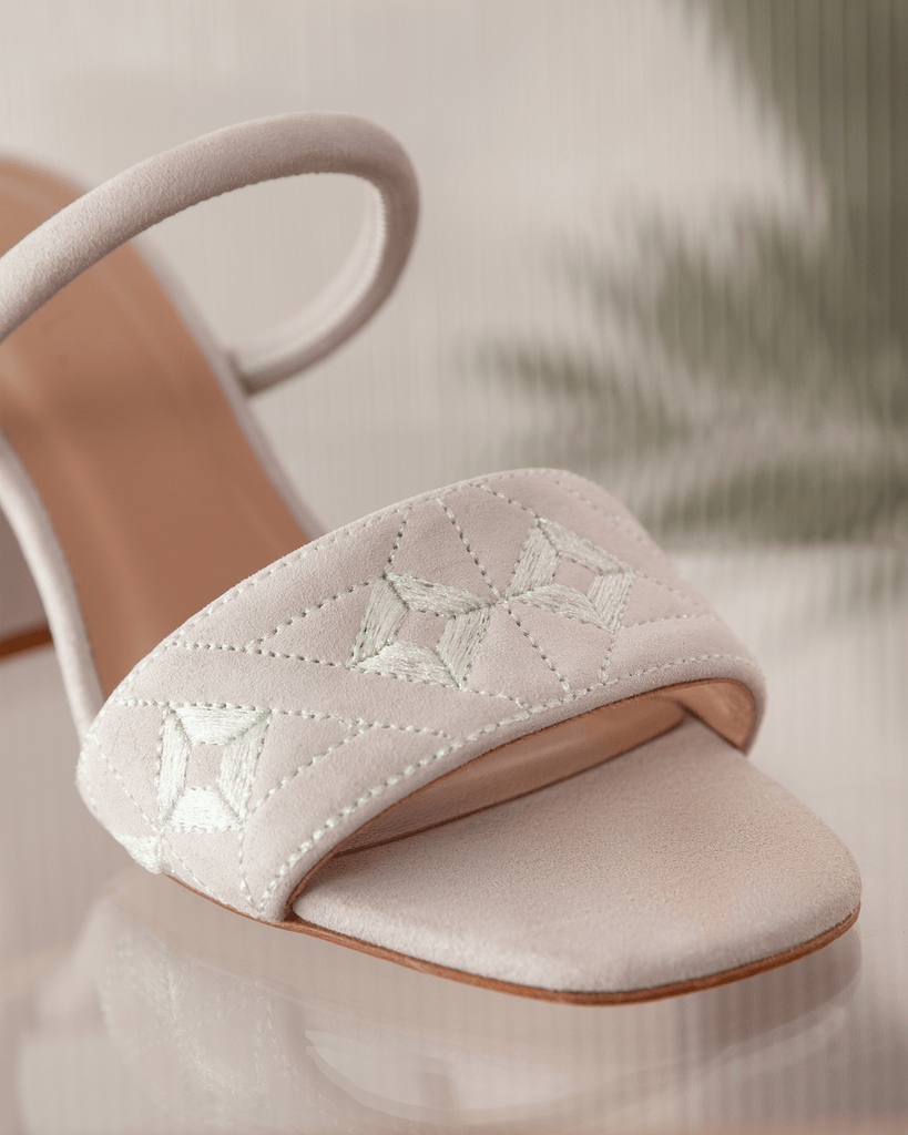 Quilted Diamond Mule 75 Ghost White - HOUSE OF ATANA