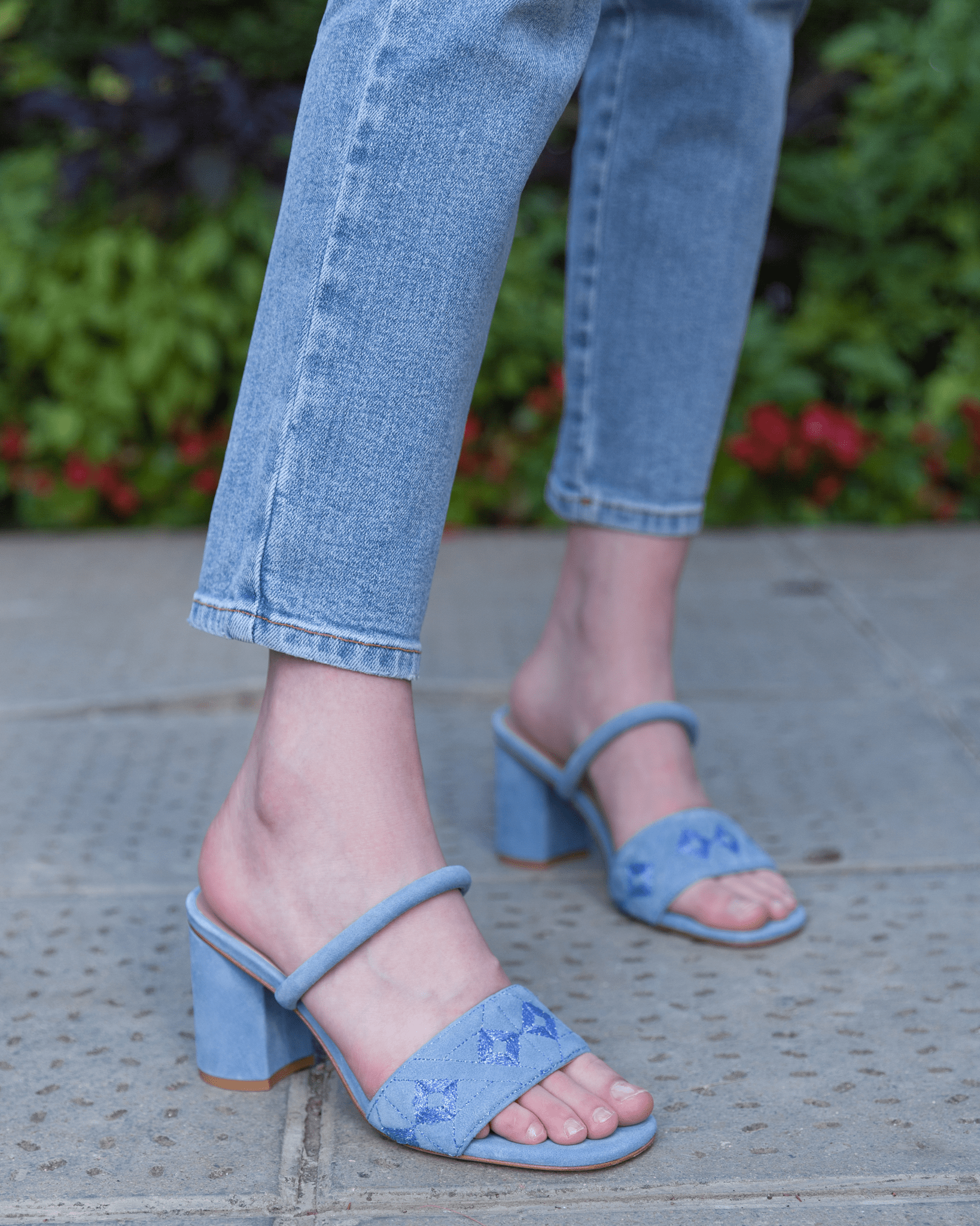 Quilted Diamond Mule 75 Steel Blue - HOUSE OF ATANA