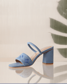 Quilted Diamond Mule 75 Steel Blue - HOUSE OF ATANA