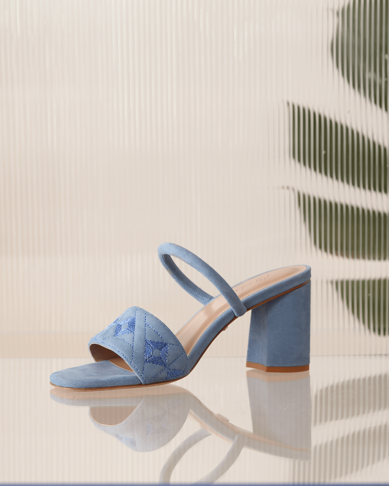 Quilted Diamond Mule 75 Steel Blue - HOUSE OF ATANA