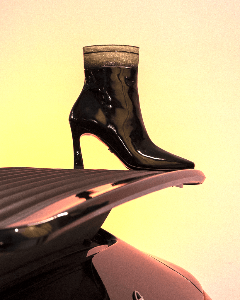 Sock Boot 85 Black Patent - HOUSE OF ATANA
